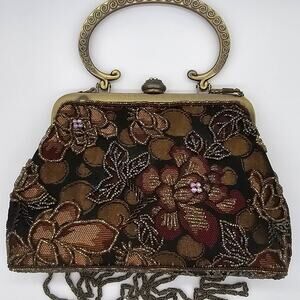 Vintage Floral Beaded And Embroidered Handbag